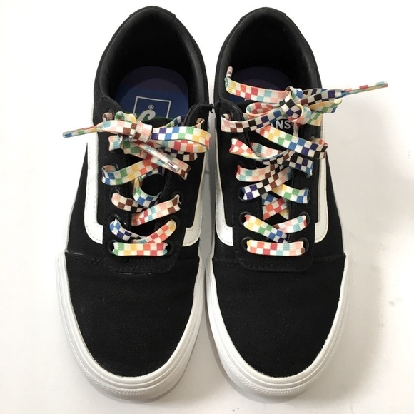 Vans Old Skool I Am Proud LGBTQ Pride Black Rainbow Skate Platform Sneakers - Picture 4 of 15